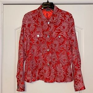 Chico’s Rayon/Silk Flowered Jacket